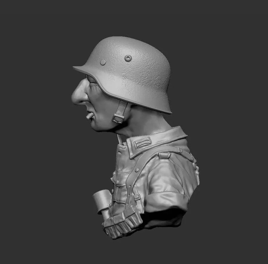 WWII German Soldier 70mm Resin Bust Figure Kit - 70mm resin model view 4