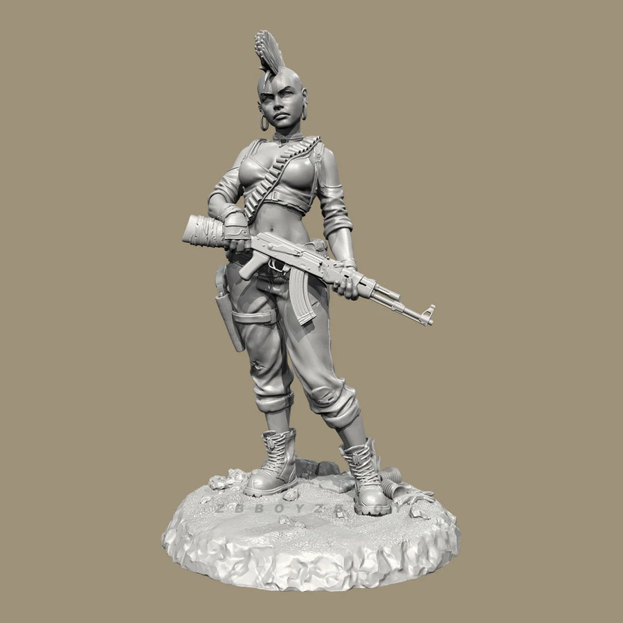 Mohawk Soldier Female Warrior 75mm Resin Figure Kit - 75mm resin model view 2