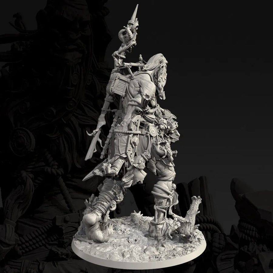 Fantasy Dwarf Warrior Bust with Staff 38mm Resin Kit - resin model view 5