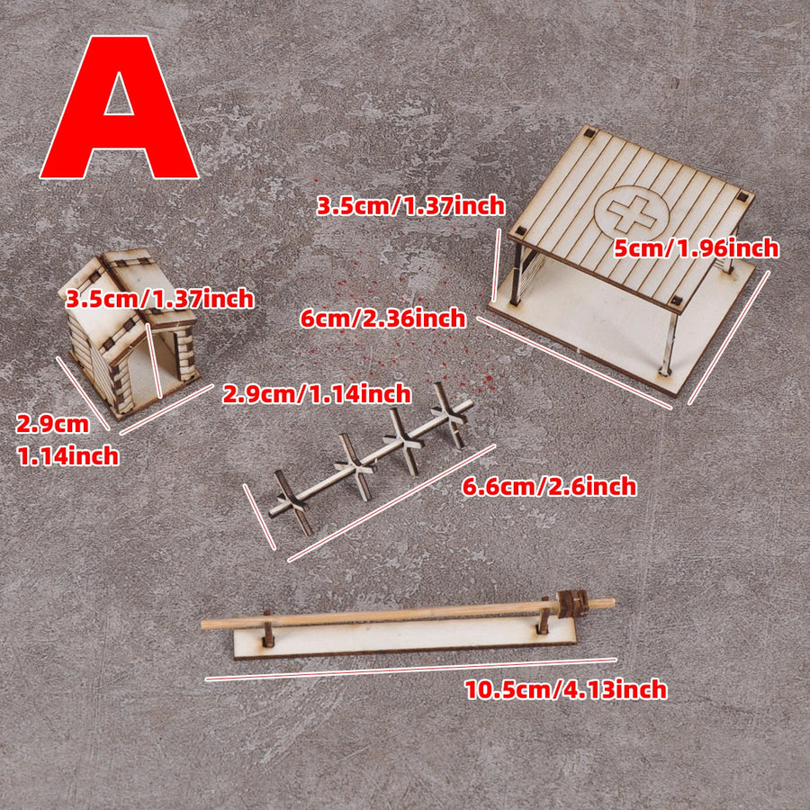 WWII Military Compound Terrain Set 1/72 Resin Diorama Kit - resin model view 3