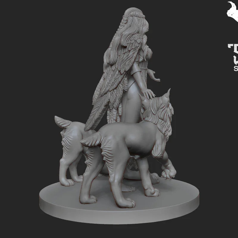 Freya with Dire Wolves Fantasy 1/24 Resin Figure Kit - 1/24 resin model view 2