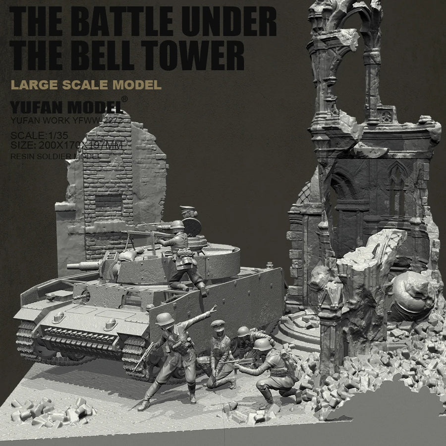 WWII German Panzer IV Tank Urban Combat Diorama 1/35 Resin Kit - resin model view 2