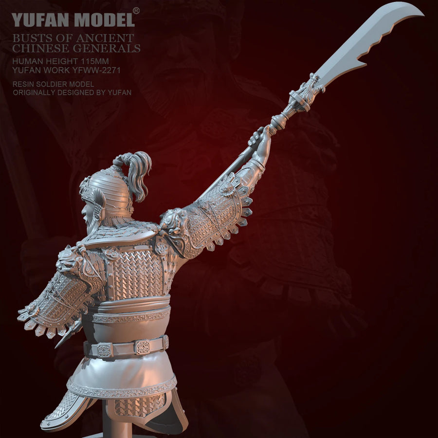 Ancient Chinese General with Halberd 115mm Resin Bust - 115mm resin model view 4