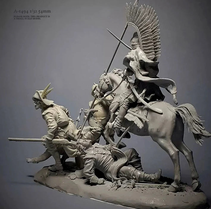 Polish Winged Hussar Charging Infantry 54mm Resin Diorama Kit - resin model view 2