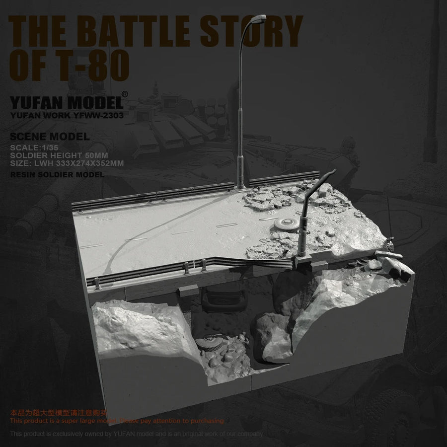 T-80 Tank Battle Diorama 1/35 Resin Model Kit - 1/35 resin model view 3