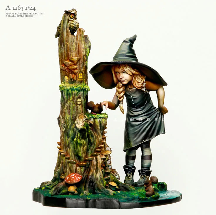 Witch Girl with Enchanted Tree Diorama 1/24 Resin Figure Kit - 1/24 resin model view 2