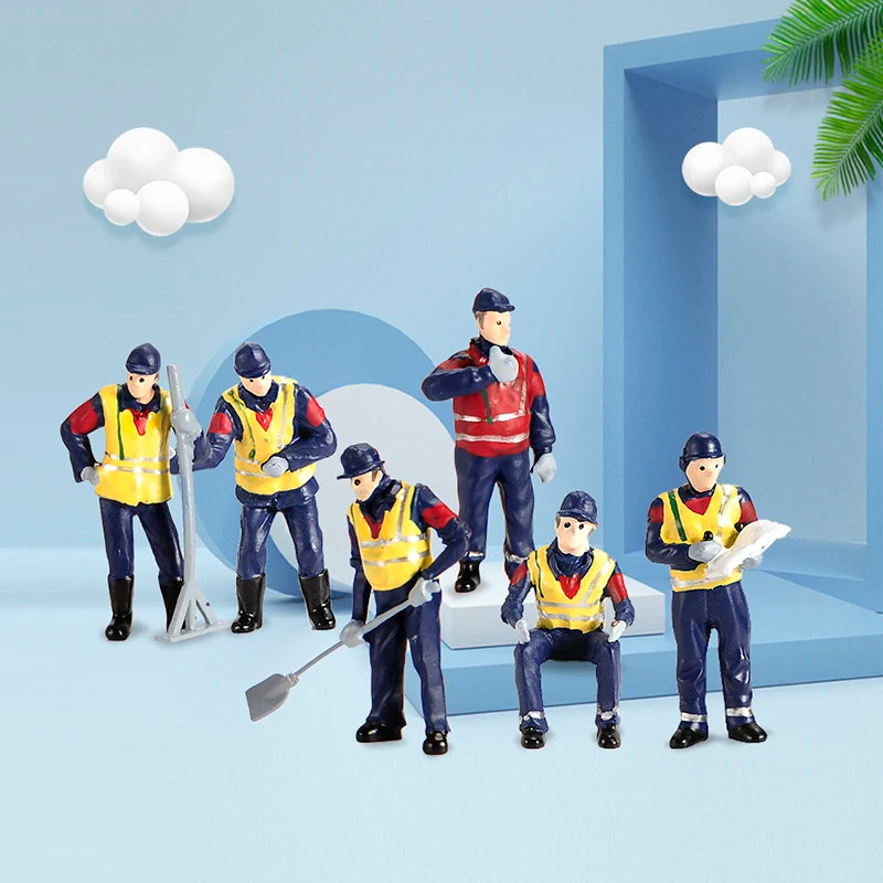 Modern Road Workers with Hi-Vis Vests and Tools 1/50 Resin Figure Set - resin model view 2