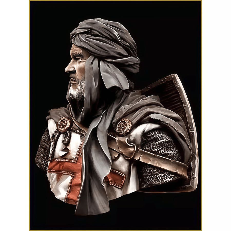Medieval Crusader Knight Paladin 1/10 Resin Bust Figure - 1/10 resin model view 2