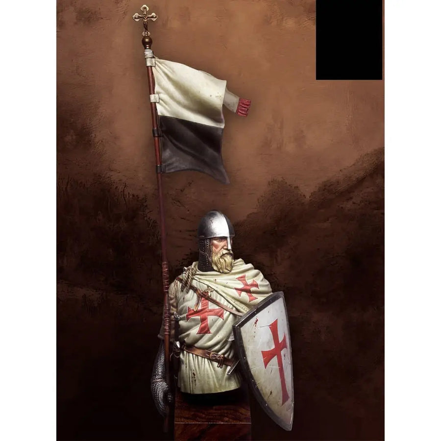 Crusader Knight with Red Cross Shield 1/9 Resin Bust - 1/9 resin model view 2