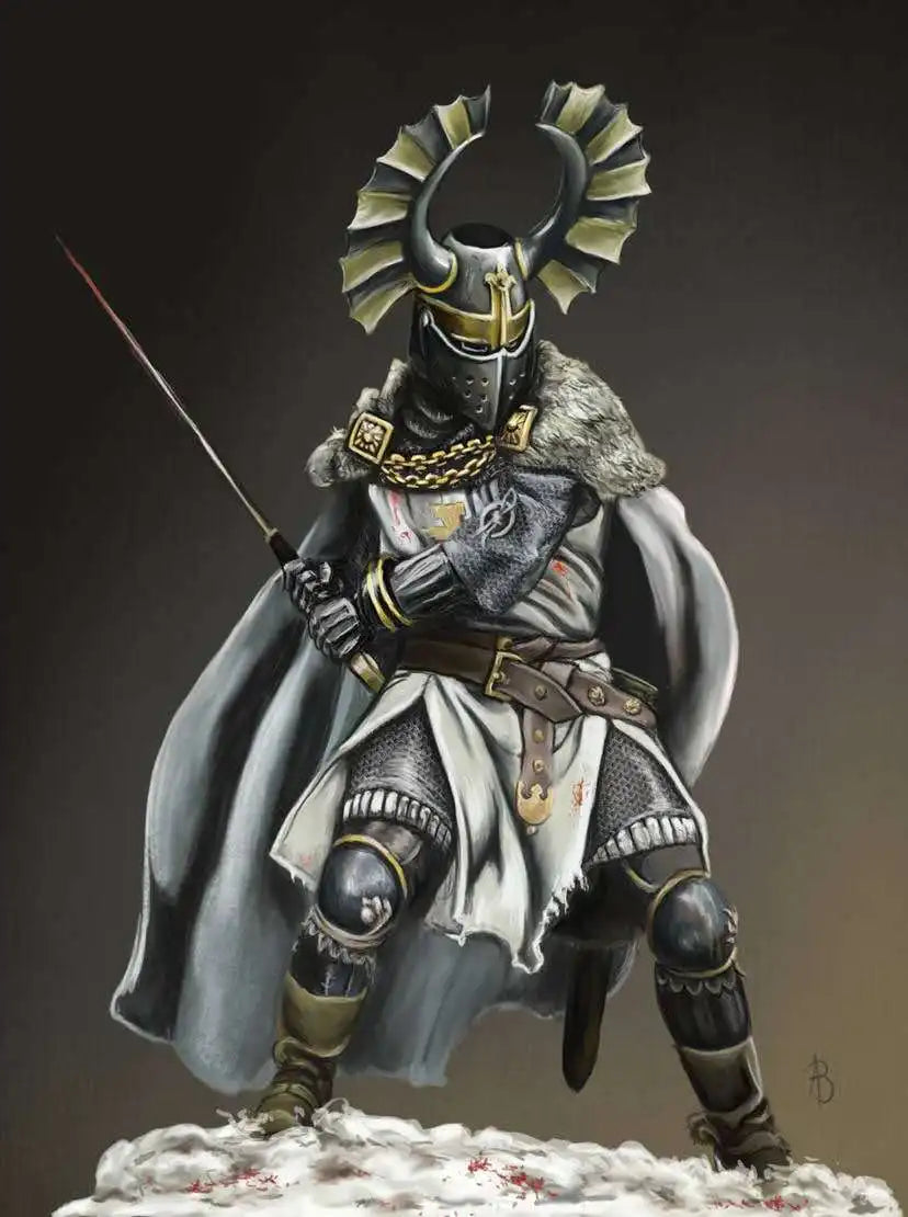 Teutonic Knight 15th Century 90mm Resin Figure with Ornate Helm - 90mm resin model view 3