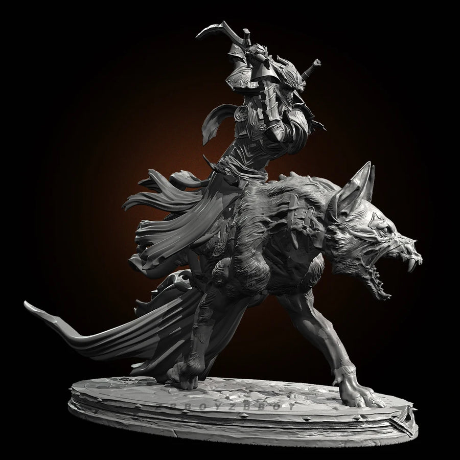 Dark Fantasy Warrior Mounted on Demonic Beast Skull 90mm Resin Bust Kit - resin model view 3