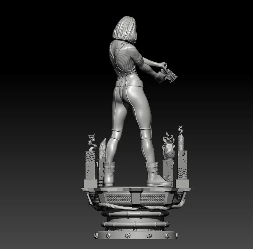 Sci-Fi Female Action Girl with Dual Blasters 100mm Resin Figure Kit - resin model view 2