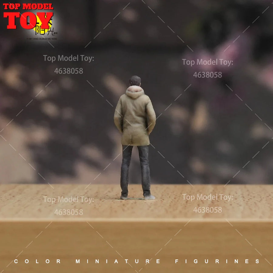Tall Casual American Man in Beige Coat 1/64 Resin Figure - 1/64 resin model view 3