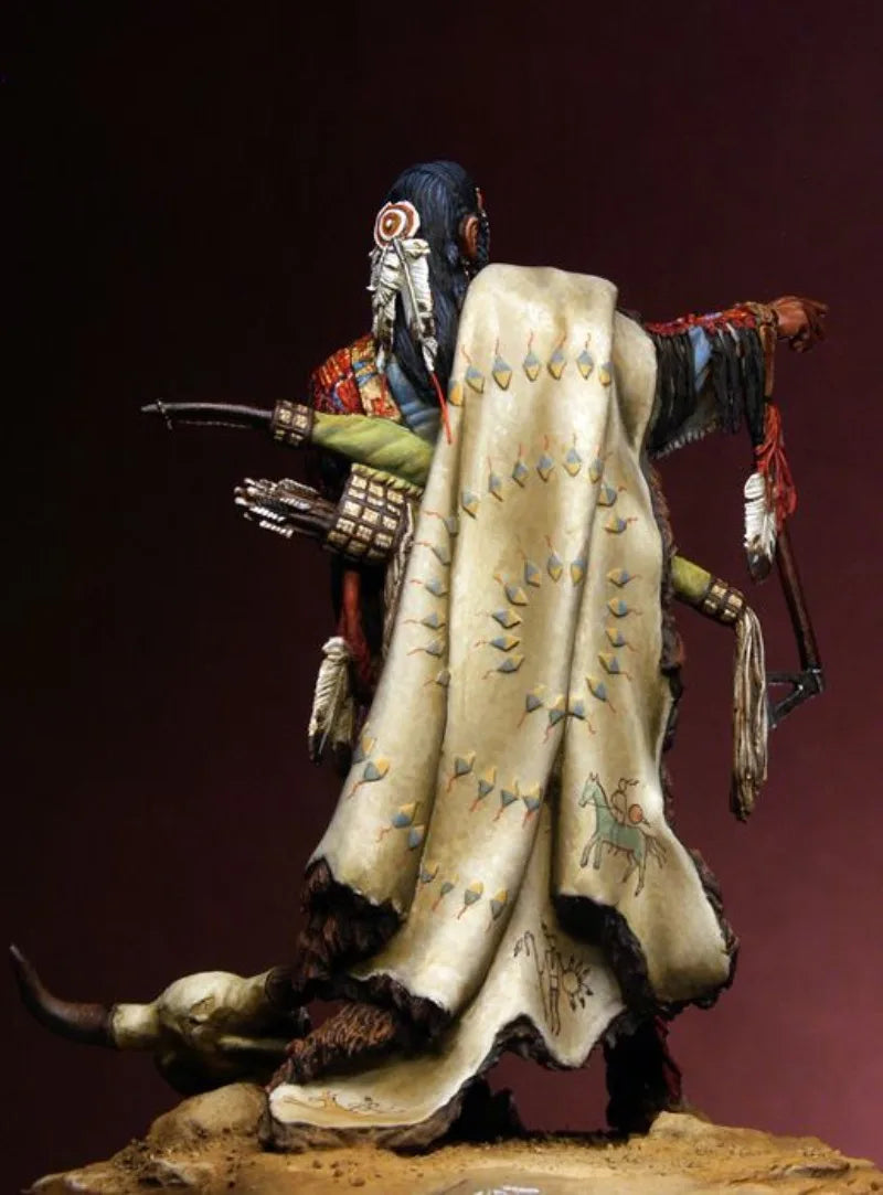 Plains Indian Warrior with Buffalo Skull 1/24 Resin Figure - 1/24 resin model view 4