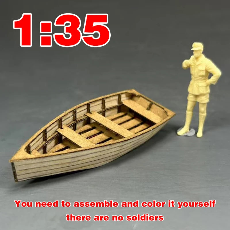 Classical Wooden Rowboat 1/35 Resin Model Kit with Oars - 1/35 resin model view 4