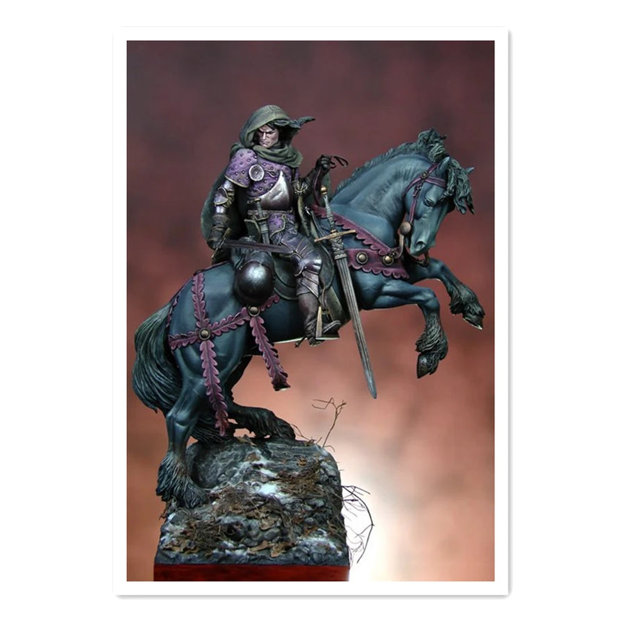 Fantasy Dark Undead Mounted Warrior with Sword on Black Horse Resin Figure Kit - resin model view 2