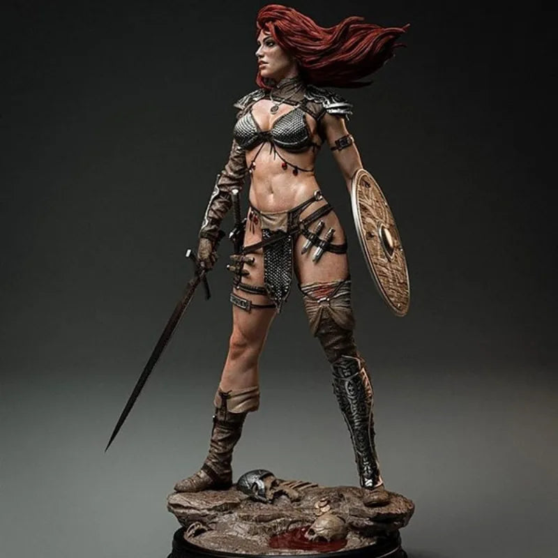 Fantasy Female Barbarian Warrior with Sword and Shield 1/24 Resin Figure Kit - resin model view 2