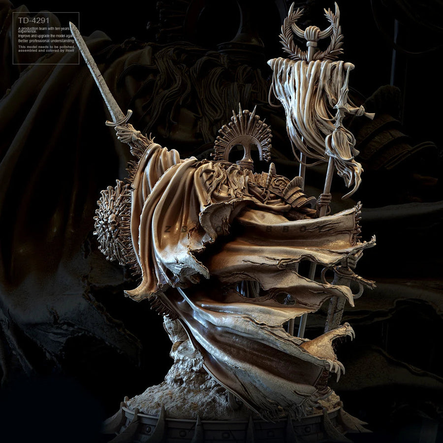 Fantasy Chaos Demon Warlord Winged Crown 60mm Resin Bust Kit - unpainted resin model kit