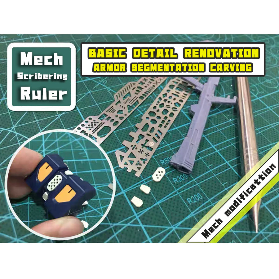 Mech Scriber Ruler 4-in-1 Armor Segmentation Carving Tool Set - resin model view 4