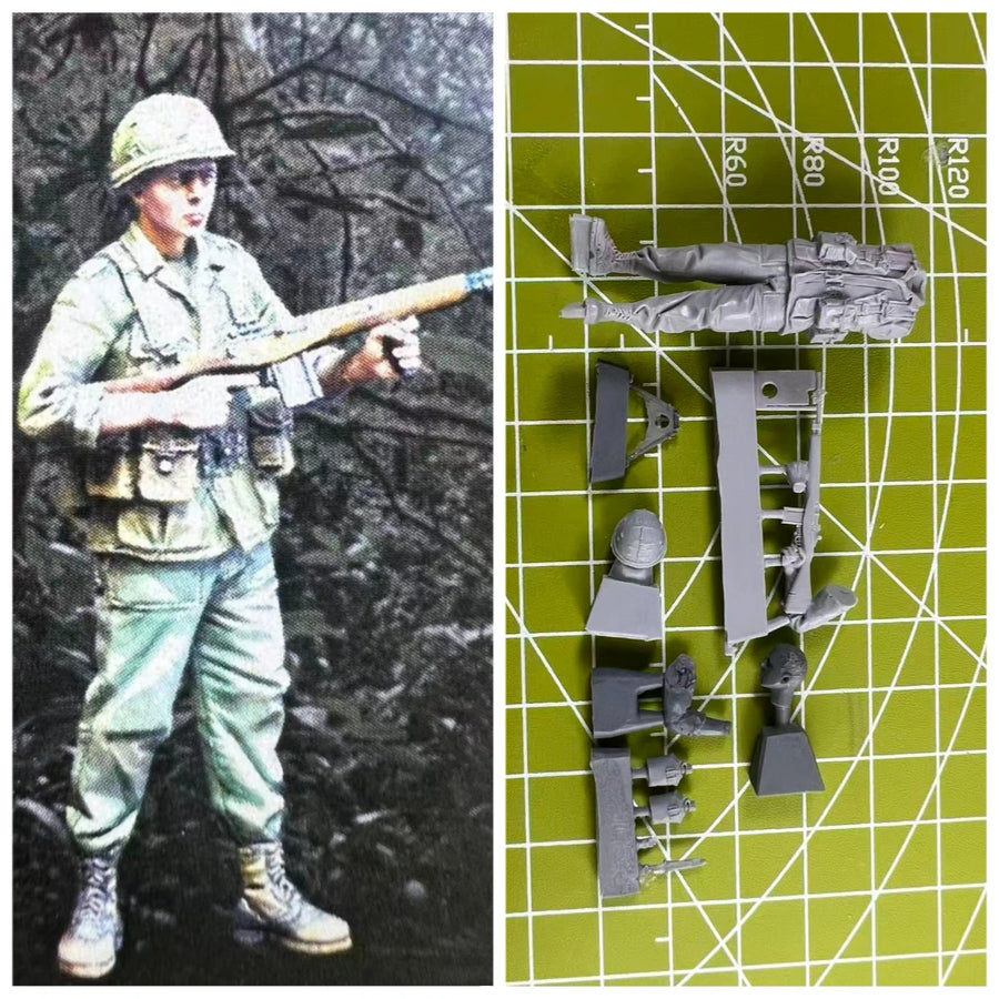 WWII American Soldier with Rifle 1/35 Resin Figure Kit - resin model view 2