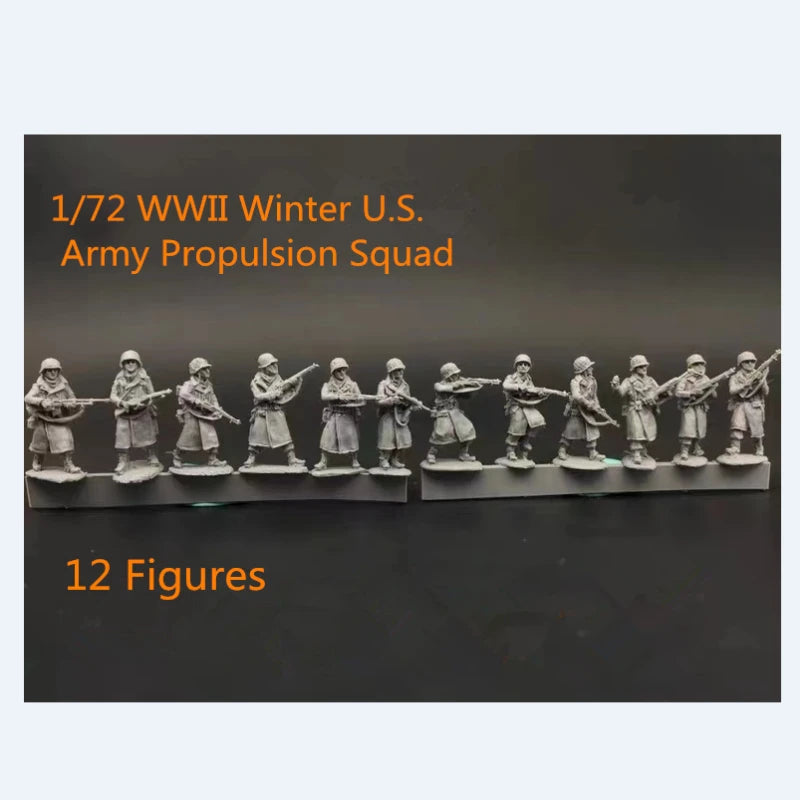 WWII Winter US Army Soldier Squad 1/72 Resin Figure Set (12 Figures) - 1/72 resin model view 2