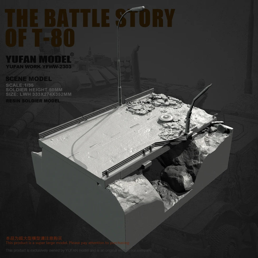 T-80 Tank Battle Diorama 1/35 Resin Model Kit - 1/35 resin model view 5