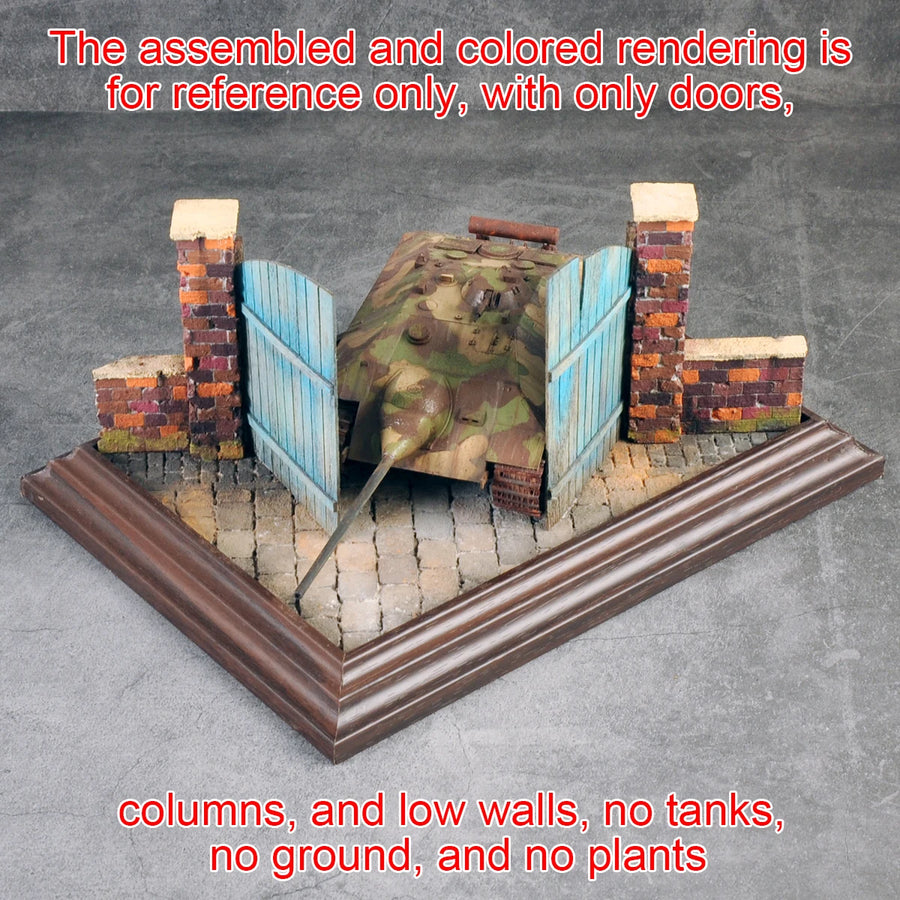 Wooden Double Doors Villa Entrance 1/35 Resin Terrain Kit - 1/35 resin model view 4