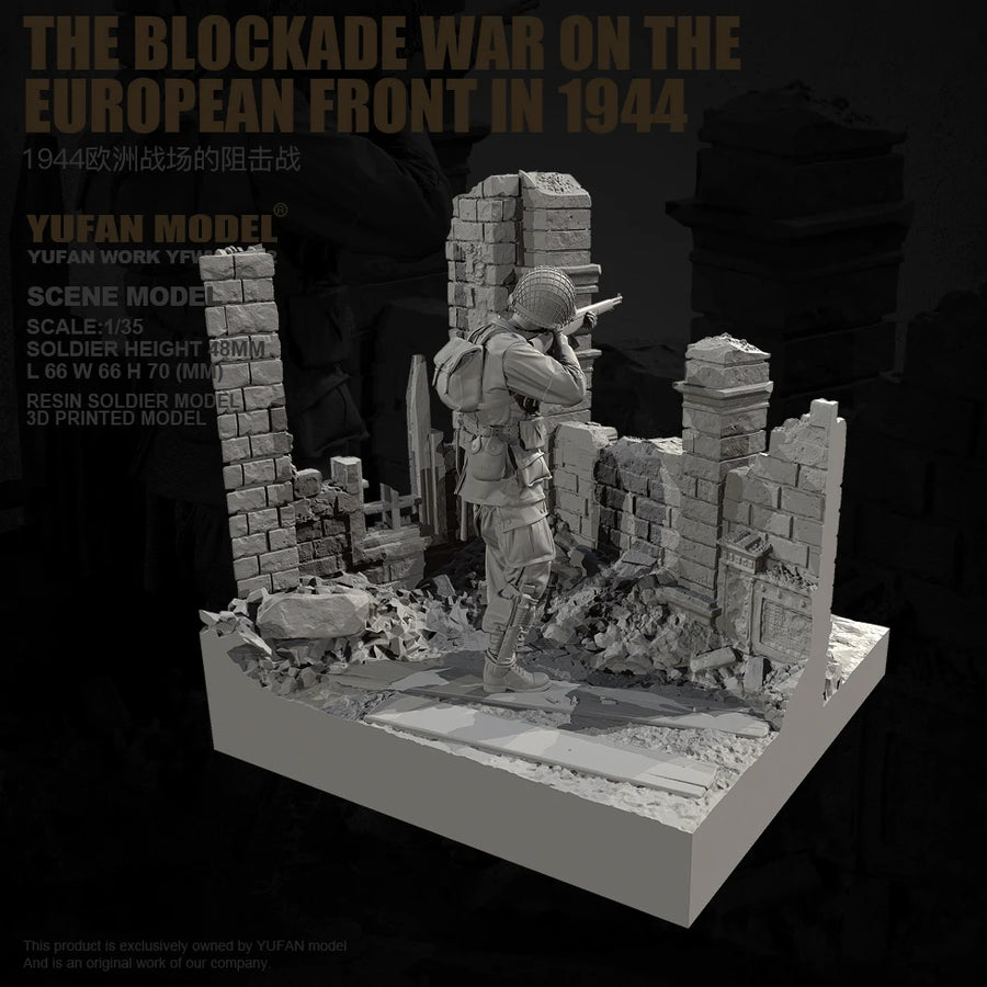 1944 Blockade European Front Soldier 1/35 Resin Diorama Kit - 1/35 resin model view 3
