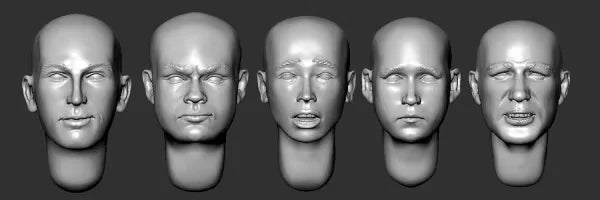 Modern Soldier Male Heads x5 1/35 Resin Accessory Kit - resin model view 2