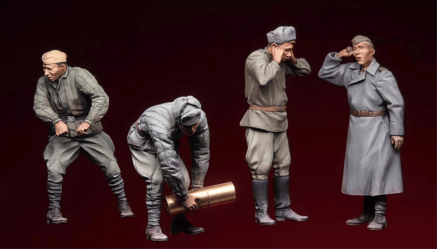 WWII Artillery Crew 4-Figure Set 1/35 Scale Resin Figures Kit - 1/35 resin model view 3