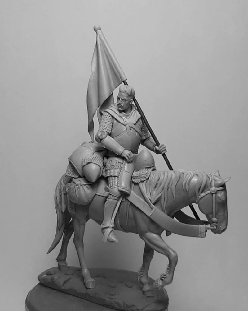 Polish Hussar Knight with Flag 54mm Resin Figure - 54mm resin model view 2
