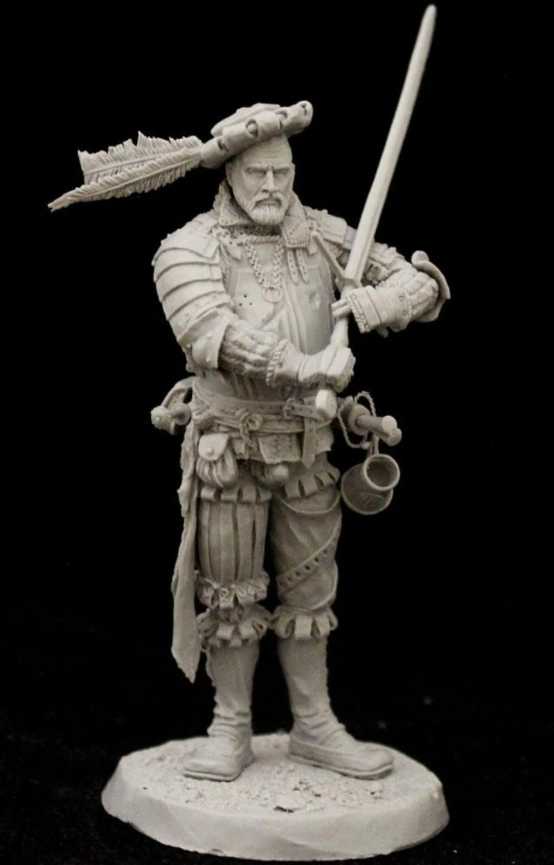 Renaissance Spanish Conquistador Captain with Sword 75mm Resin Figure Kit - resin model view 2