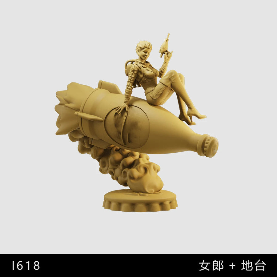 Post-Apocalyptic Undead Gunslinger & Female Operative 75mm Resin Figure Kit - resin model view 4