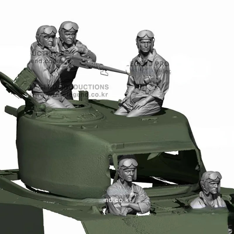 WWII US Tank Crew 5-Figure Diorama Set 1/16 Scale Resin Kit - 1/16 resin model view 2