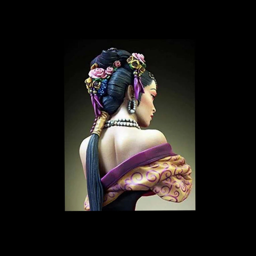 Chinese Ancient Beauty in Purple Silk 75mm Resin Bust - 75mm resin model view 3