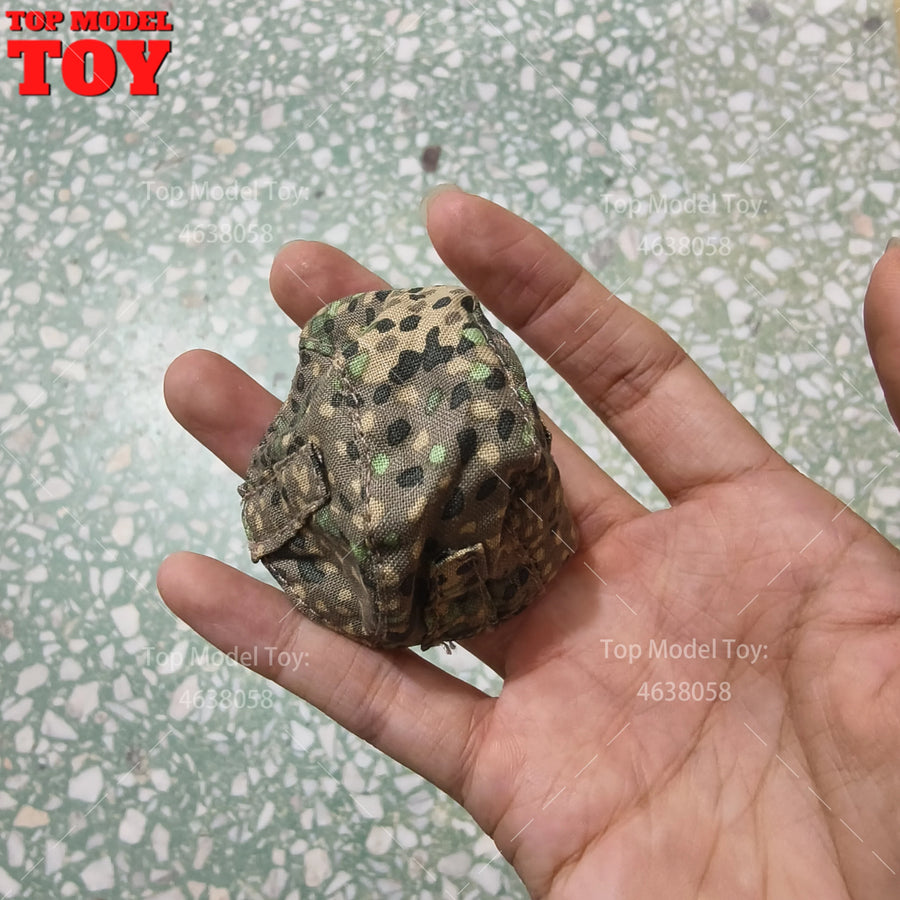 WWII German Splinter Camo Helmet Cover 1/6 Scale Resin Bust Accessory - 1/6 resin model view 4