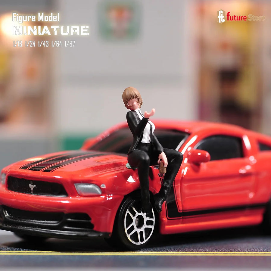 Anime Female Executive on Red Sports Car Diorama 1/24 Resin Figure Kit - resin model view 3