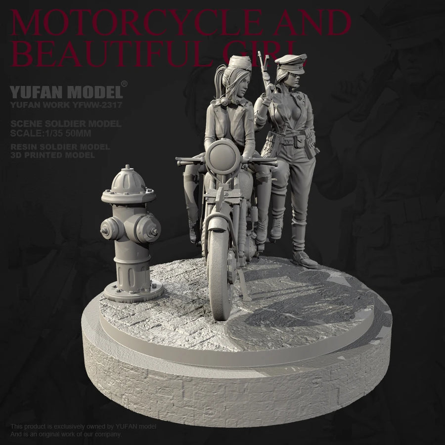 1/35 WWII Soldier with Motorcycle Resin Figure Kit - 1/35 resin model view 3