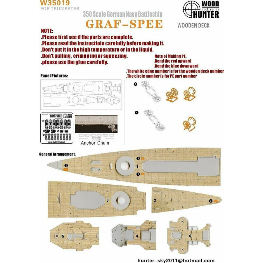 German Battleship Graf Spee 1/350 Wood Deck Resin Model Kit Upgrade - 1/350 resin model view 3