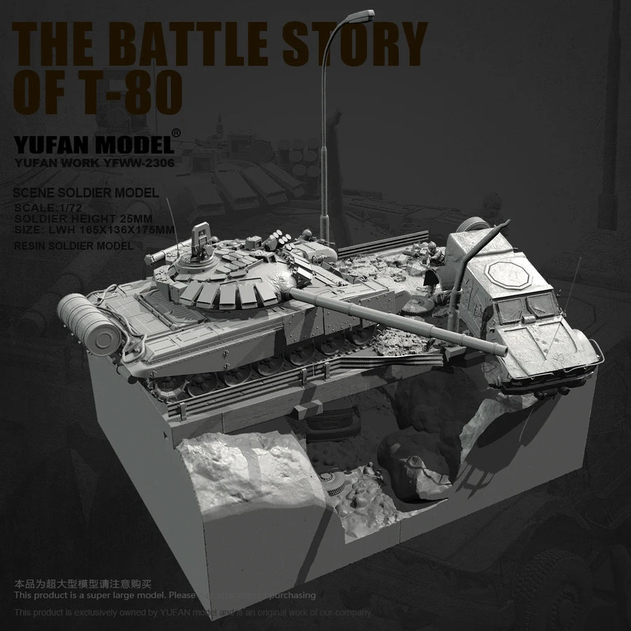 T-80 Main Battle Tank Diorama 1/72 Resin Model Kit with Soldier - 1/72 resin model view 2