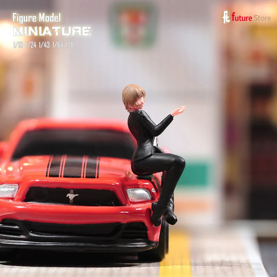 Anime Female Executive on Red Sports Car Diorama 1/24 Resin Figure Kit - resin model view 4