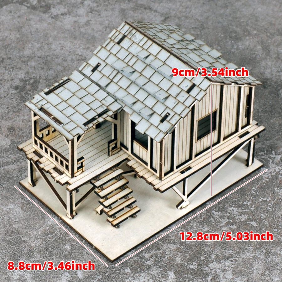Wild West Town Building Collection Wooden Laser Cut Diorama Kit - resin model view 4