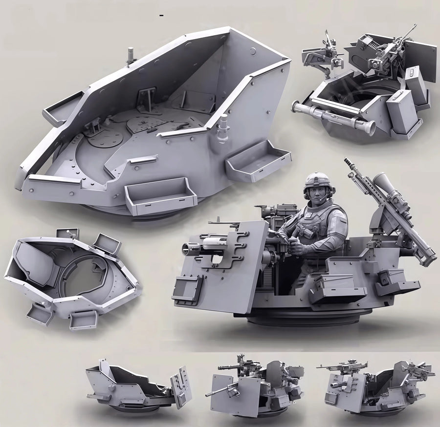 Sci-Fi Modular Defense Turret with Operator 1/35 Resin Accessory Kit - resin model view 3