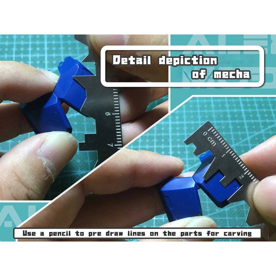 Mech Scriber Ruler 4-in-1 Armor Segmentation Carving Tool Set - resin model view 6
