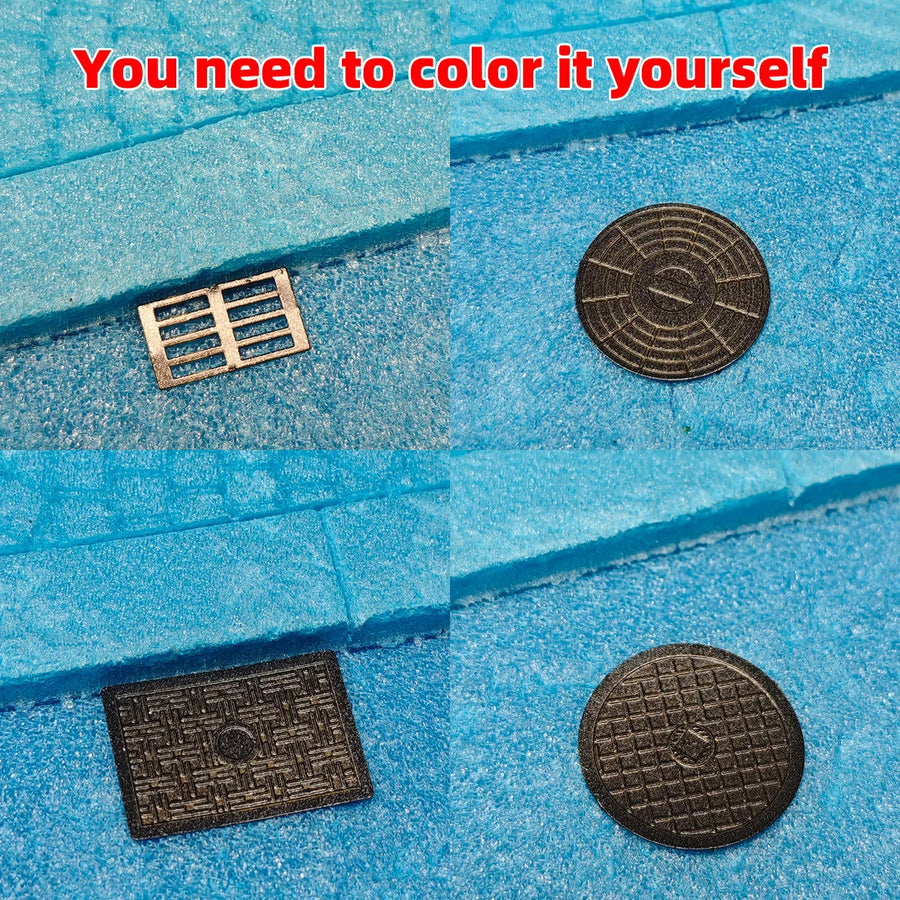 Metal Manhole Cover Sewer 1/35 Resin Terrain Diorama Kit - 1/35 resin model view 6