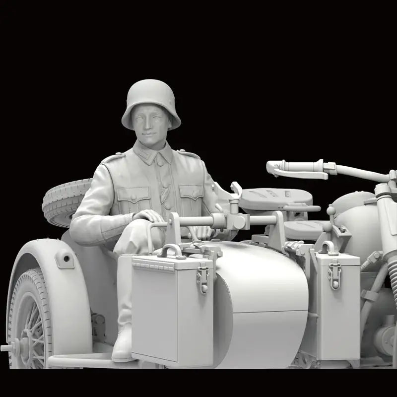 WWII German Officer Motorcycle Sidecar 1/16 Resin Figure Kit - 1/16 resin model view 4