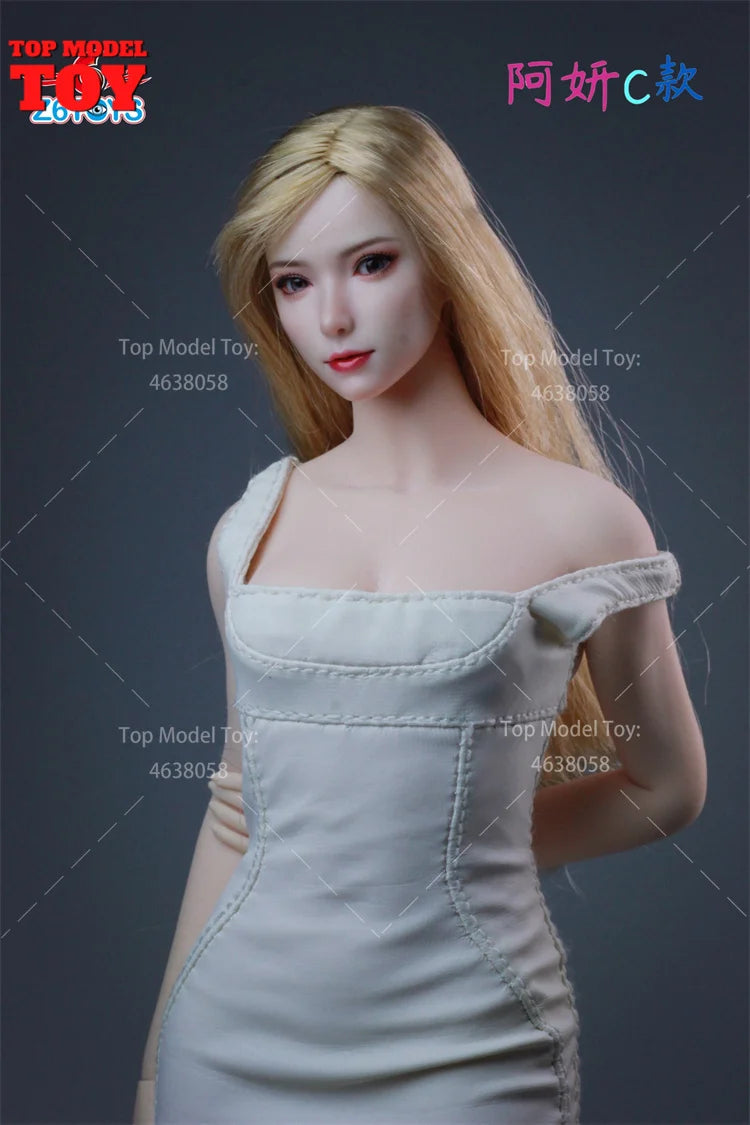 Asian Female Head Sculpt with Moveable Eyes 1/6 Resin Figure Kit - 1/6 resin model view 3