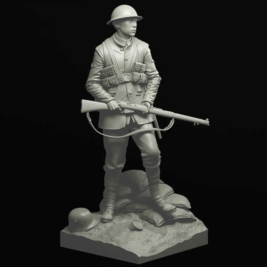 WWI British Soldier with Rifle 1/16 Resin Figure Kit - 1/16 resin model view 2
