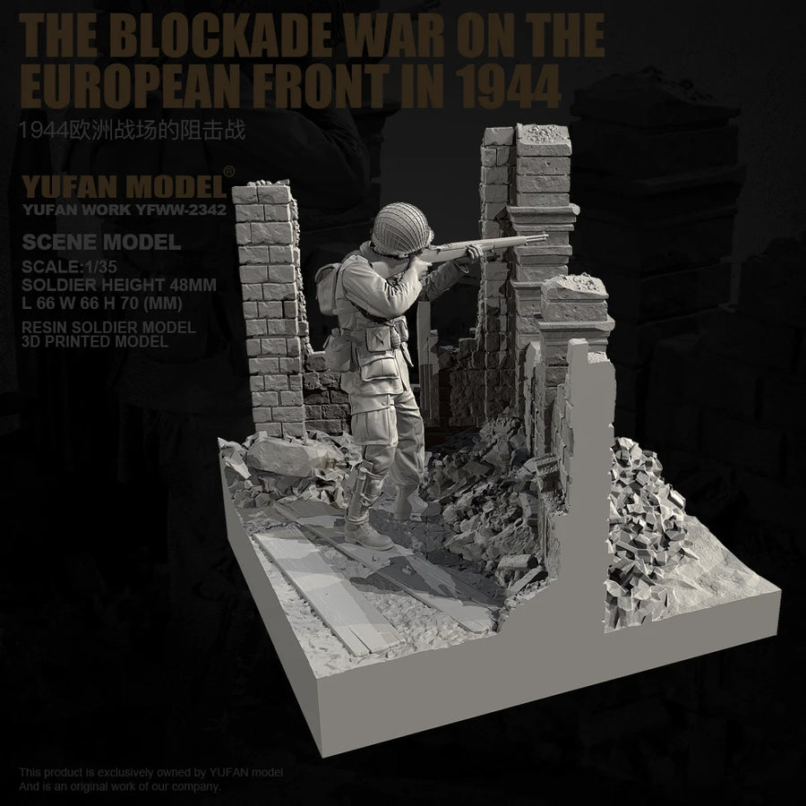 1944 Blockade European Front Soldier 1/35 Resin Diorama Kit - 1/35 resin model view 4