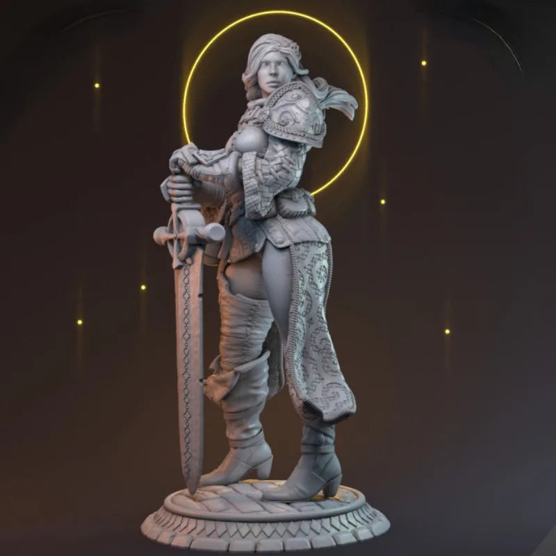 Holy Warrior Female Knight 75mm Resin Figure - 75mm resin model view 2